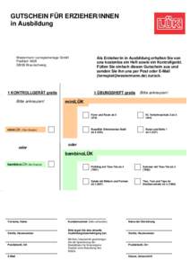 GUTSCHEIN FÜR ERZIEHER/INNEN in Ausbildung Westermann Lernspielverlage GmbH PostfachBraunschweig