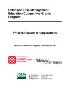 Extension Risk Management Education Competitive Grants Program ___________________________________  FY 2015 Request for Applications
