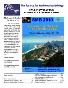 SMB Newsletter  Volume 23 #1 - January 2010 Mark your Calendars for SMB 2010