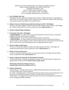 Minutes of the Regular Meeting of the Financial Oversight Panel North Chicago Community Unit School District 187 Thursday, Sept. 25, 2014