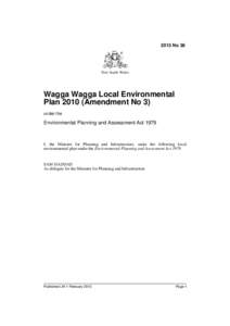 2013 No 38  New South Wales Wagga Wagga Local Environmental Plan[removed]Amendment No 3)