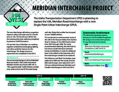 MERIDIAN INTERCHANGE PROJECT I--84 WEST  Meridian Interchange