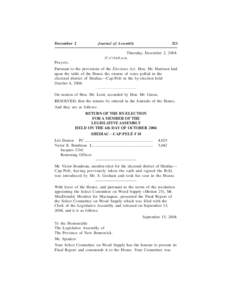 Journal 62, Morning, Thursday, December 2, 2004, First Session, 55th Legislature