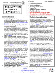 IMMUNIZATION INITIATIVES NEWSLETTER General Information  Issue: September 2005