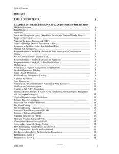 Table of Contents  PREFACE TABLE OF CONTENTS CHAPTER 10 - OBJECTIVES, POLICY, AND SCOPE OF OPERATION Mission Statement…………………………………………………………………