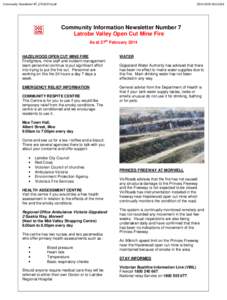 Community Newsletter #7_27022014.pdf  DOH[removed]Community Information Newsletter Number 7 Latrobe Valley Open Cut Mine Fire