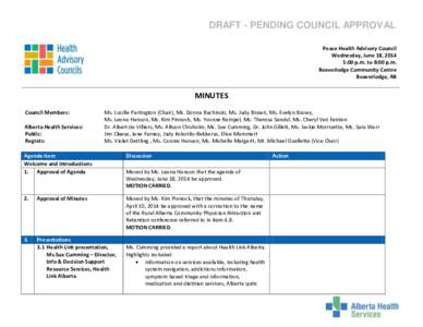 Peace Health Advisory Council - June 18, [removed]Minutes