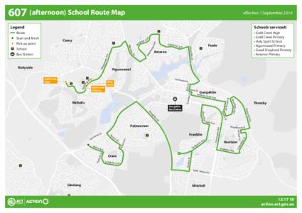 607 (afternoon) School Route Map  effective 1 September 2014 Moncrieff