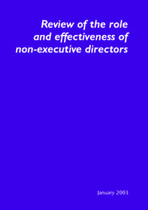 Review of the role and effectiveness of non-executive directors January 2003