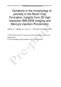 	Variations in the morphology of porosity in the Boom Clay Formation: insights from 2D high resolution BIB-SEM imaging and Mercury injection Porosimetry