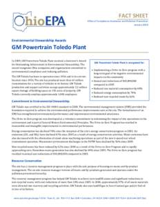 FACT SHEET Office of Compliance Assistance and Pollution Prevention January 2010 Environmental Stewardship Awards