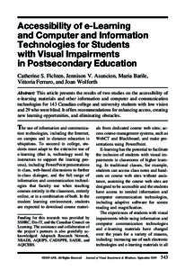 Assistive technology / Technology / Web accessibility / Distance education / E-learning / Blindness / Low vision / Accessibility / Visual impairment / Education / Educational technology / Software