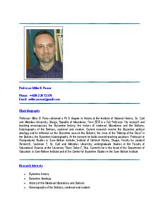 Professor Mitko B. Panov Phone: ++[removed]Email: [removed]