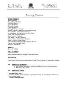 Town of Drayton Valley  Wednesday, May 15, 2013 Regular Council Meeting