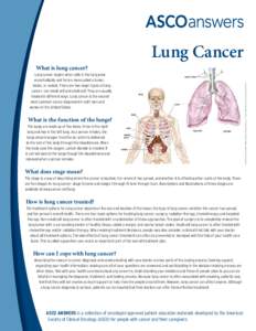 Lung Cancer Lung cancer begins when cells in the lung grow uncontrollably and form a mass called a tumor, lesion, or nodule. There are two major types of lung cancer: non-small cell and small cell. They are usually treat