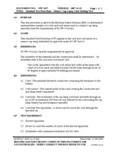 Mine Safety and Health Administration (MSHA) - Standard Test Procedure - Miner’s Cap Lamp Cord Slatting Test