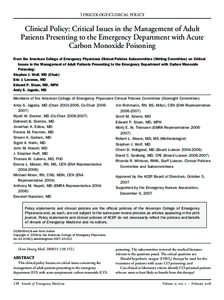 Health / Suicide methods / Medical emergencies / Carbon monoxide poisoning / Industrial hygiene / Hyperbaric medicine / Andy S. Jagoda / Carbon monoxide / Undersea and Hyperbaric Medical Society / Medicine / Diving medicine / Oxygen