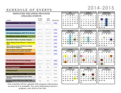 [removed]SCHEDULE OF EVENTS July  EMPLOYEE WELLNESS PROGRAM