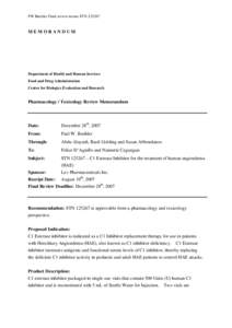 STN[removed] – C1 Esterase Inhibitor for the treatment of human angioedema (HAE)