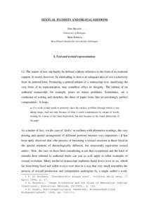 TEXTUAL FLUIDITY AND DIGITAL EDITIONS Dino Buzzetti University of Bologna Malte Rehbein Max-Planck-Institut für Geschichte, Göttingen