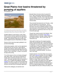 Great Plains river basins threatened by pumping of aquifers