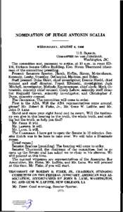 NOMINATION OF JUDGE ANTONIN SCALIA WEDNESDAY, AUGUST 6, 1986 U.S. SENATE, COMMITTEE ON THE JUDICIARY,  Washington, DC.