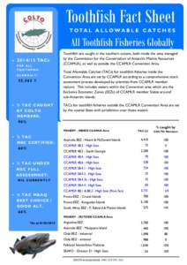 Toothfish Fact Sheet T O TA L A L L O W A B L E C AT C H E S All Toothfish Fisheries Globally  [removed]TAC S FOR ALL