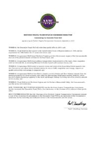 NORTHERN VIRGINIA TRANSPORTATION COMMISSION RESOLUTION Commending the Honorable Frank Wolf Agreed to by the Northern Virginia Transportation Commission September 4, 2014 WHEREAS, the Honorable Frank Wolf will retire from