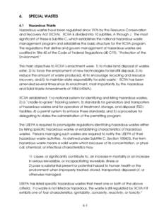 Waste management / Hazardous waste / Sewerage / United States Environmental Protection Agency / Household Hazardous Waste / Resource Conservation and Recovery Act / Municipal solid waste / Sewage / Title 40 of the Code of Federal Regulations / Environment / Pollution / Waste