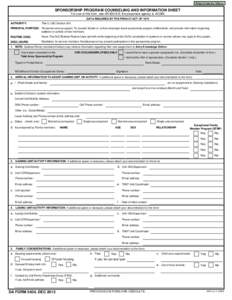 SPONSORSHIP PROGRAM COUNSELING AND INFORMATION SHEET