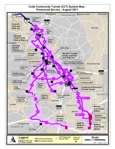 Cobb Community Transit (CCT) System Map Paratransit Service - August 2011 Woodstock Acworth  Kennesaw