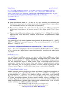 Dekadno: ICPACIGAD CLIMATE PREDICTION AND APPLICATIONS CENTRE (ICPAC) 10 DAY CLIMATOLOGICAL SUMMARY AND IMPACTS FOR THIRTEENTH DEKAD (1 – 10 MAY)