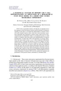 A statistical analysis of memory CD8 T cell differentiation: An application of a hierarchical state space model to a short time course microarray experiment