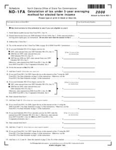 Schedule ND-1 FA - Calculation of tax under 3-Year Averaging Method for Elected Farm Income