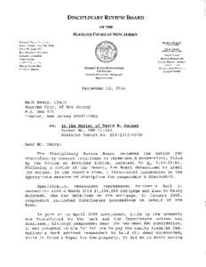 DISCIPLINARY REVIEW BOARD OF THE SUPREME COURT OF NEW JERSEY BONNIE C. FEOST, ESQ., CHAIR EDNA 