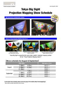 As of July 28, 2016  Tokyo Big Sight Projection Mapping Show Schedule 20th Anniversary commemorative contents