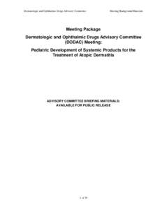 Dermatologic and Ophthalmic Drugs Advisory Committee  Meeting Background Materials Meeting Package Dermatologic and Ophthalmic Drugs Advisory Committee