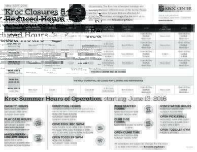 MAY–SEPT, 2016  Kroc Closures & Reduced Hours  TEXT