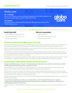 elasticsearch.  Provide 25 million users with search powers Globo.com the challenge: