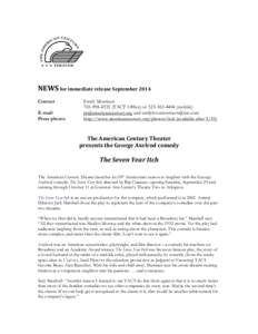   	
      NEWS	
  for	
  immediate	
  release	
  September	
  2014	
  