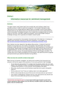 Briefing 6  Information resources for catchment management