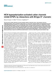 ARTICLES  HCN hyperpolarization-activated cation channels inhibit EPSPs by interactions with M-type K+ channels  © 2009 Nature America, Inc. All rights reserved.