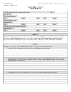 Waste Tire Facility Closure Plan, CIWMB 504, Revised 6/14