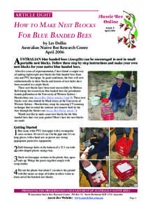 ARTICLE EIGHT  HOW TO MAKE NEST BLOCKS FOR BLUE BANDED BEES