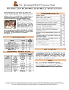 Title I, Schoolwide[removed]Performance Report 451 3rd Ave NW • Ephrata, WA 98823 • [removed] • Fax: [removed] • Principal: Shannon Dahl Grant Elementary School serves families with students from preschoo