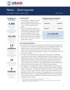 NEPAL – EARTHQUAKE FACT SHEET #4, FISCAL YEAR (FYNUMBERS AT A GLANCE