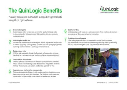 The QuinLogic Benefits 7 quality assurance methods to succeed in tight markets using QuinLogic software Documented quality Customers can afford to reject and ask for better quality. QuinLogic helps