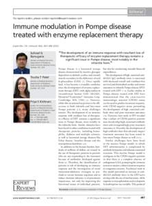 Editorial For reprint orders, please contact [removed] Immune modulation in Pompe disease treated with enzyme replacement therapy Expert Rev. Clin. Immunol. 8(6), 497–[removed])