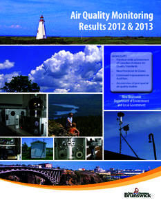 Air Quality Monitoring Results 2012 & 2013 HIGHLIGHTS •	 Province-wide achievement of Canadian Ambient Air Quality Standards