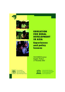 EDUCATION FOR RURAL DEVELOPMENT IN ASIA Experiences and policy